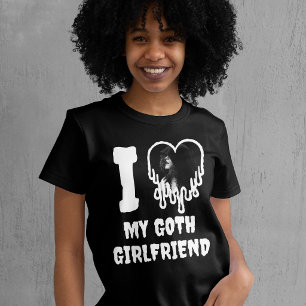Camiseta Amo a mi novia gótica Foto de corazón goteando