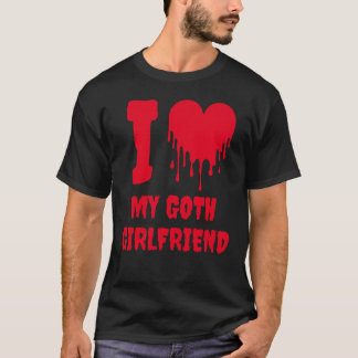 Camiseta Amo a mi novia gótica goteando corazón rojo