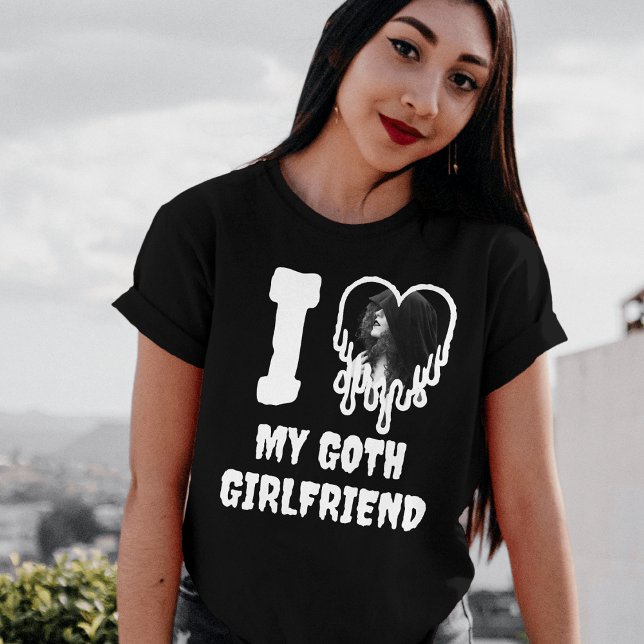Camiseta Amo a mi novia Gótico que gotea foto de corazón (In Situ)