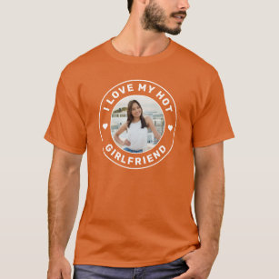 Camiseta Amo a mi novia Naranja de fotos personalizado