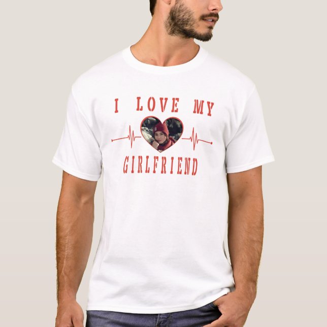 Camiseta Amo a mi novia Personalizado de latidos rojos (Anverso)