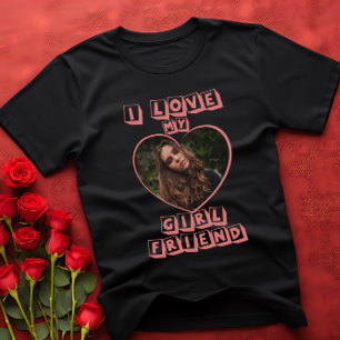Camiseta Amo a mi novia Personalizado del corazón rosado.