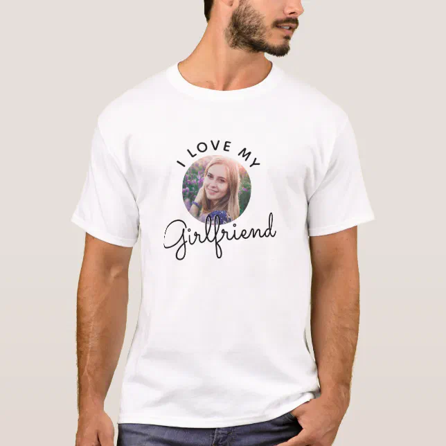 I Love My Girlfriend Camisa de texto personalizada, Imagen personalizada  Novia Novio Camisa, Camisa de foto personalizada del día de San Valentín