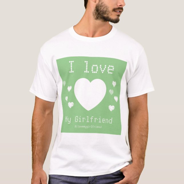 Camiseta Amo a mi novia personalizado foto corazones verdes (Anverso)