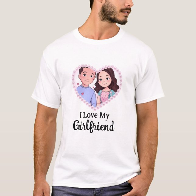 Camiseta Amo a mi novia Personalizado foto Minimalista (Anverso)