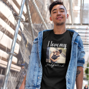 Camiseta Amo a mi novia personalizado foto negra