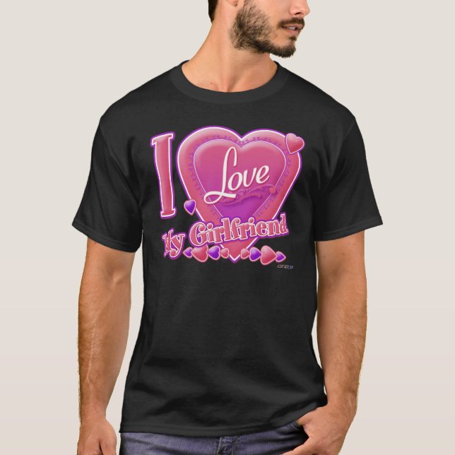 Camiseta Amo a mi novia rosa/morado - corazones (Anverso)
