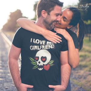 Camiseta Amo a mi novia Vintage Skull Couple