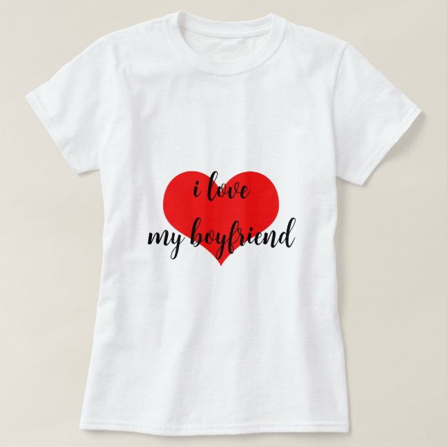 Camiseta Amo a mi novio Cute Romántico Red Heart Trendy (Diseño del anverso)
