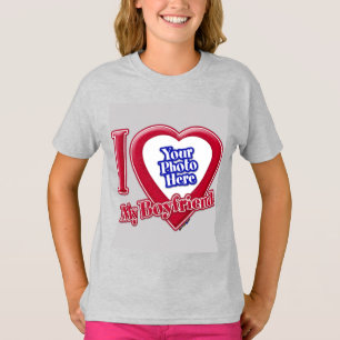 Camiseta Amo a mi novio Foto Corazón Rojo Gris
