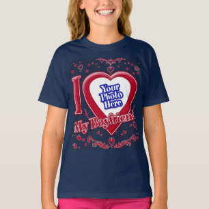 Camiseta Amo a mi novio Foto Corazones rojos Navy