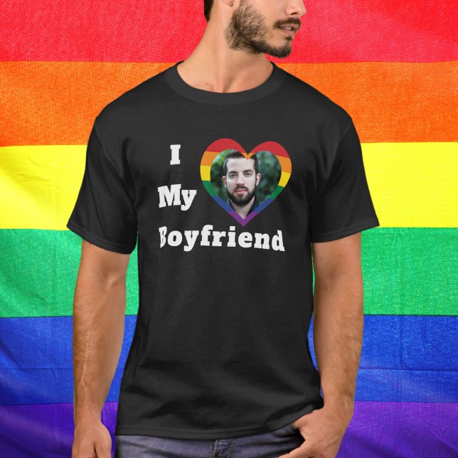 Camiseta Amo a mi novio Orgullo Gay LGBTQ Foto Personalizad (Subido por el creador)