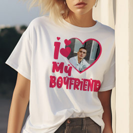 Camiseta Amo a mi novio, Personalizado del corazón rojo.