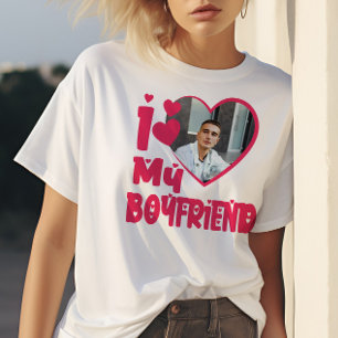 Camiseta Amo a mi novio, Personalizado del corazón rojo.
