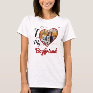 Camiseta Amo a mi novio Personalizado tipografía foto coraz