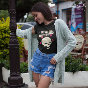 Camiseta Amo a mi novio Vintage Skull Couple