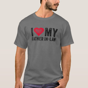 Camiseta Amo a mi padre en la ley, corazón rojo, diversión