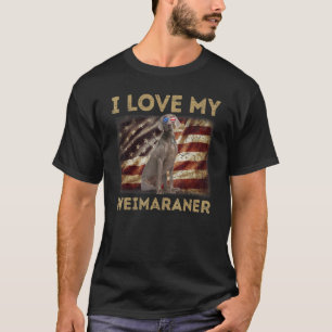 Camiseta Amo a mi padre Weimaraner Mamá Bandera Americana W