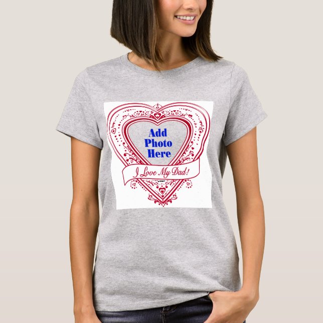 Camiseta ¡Amo A Mi Papá! Corazones rojos de foto (Anverso)