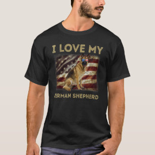 Camiseta Amo a mi papá pastor alemán mamá bandera estadouni
