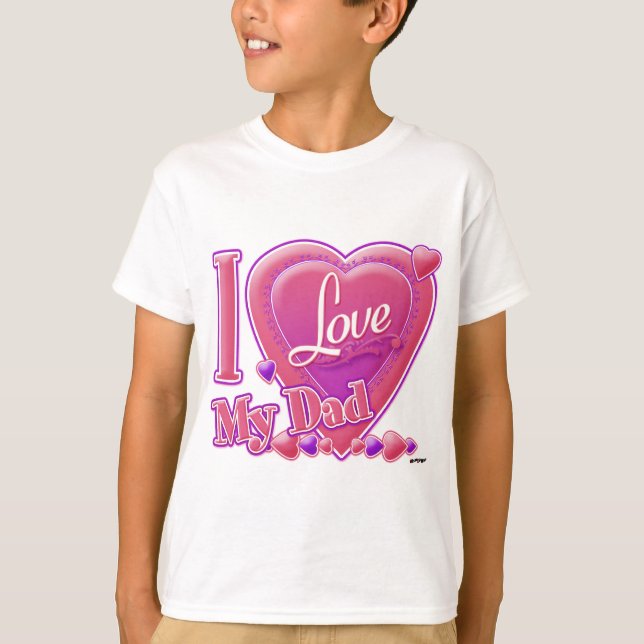 Camiseta Amo a mi papá rosa/morado - corazón (Anverso)