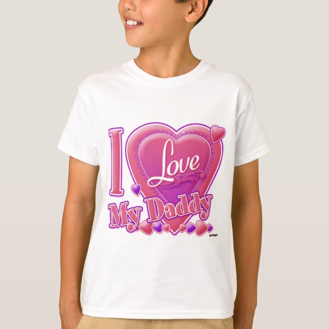Camiseta Amo a mi papá rosa/morado - corazón (Anverso)