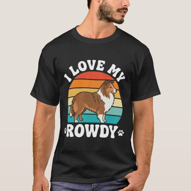 Camiseta Amo a mi perrito Sheltie Retro alborotado (Anverso)