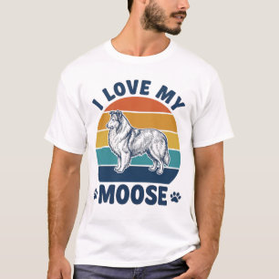 Camiseta Amo a mi perro alce Diseño de grabado retro_1