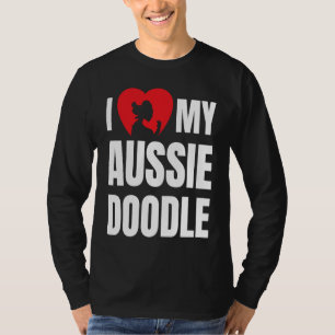 Camiseta Amo a mi perro Aussiedoodle Silueta en corazón
