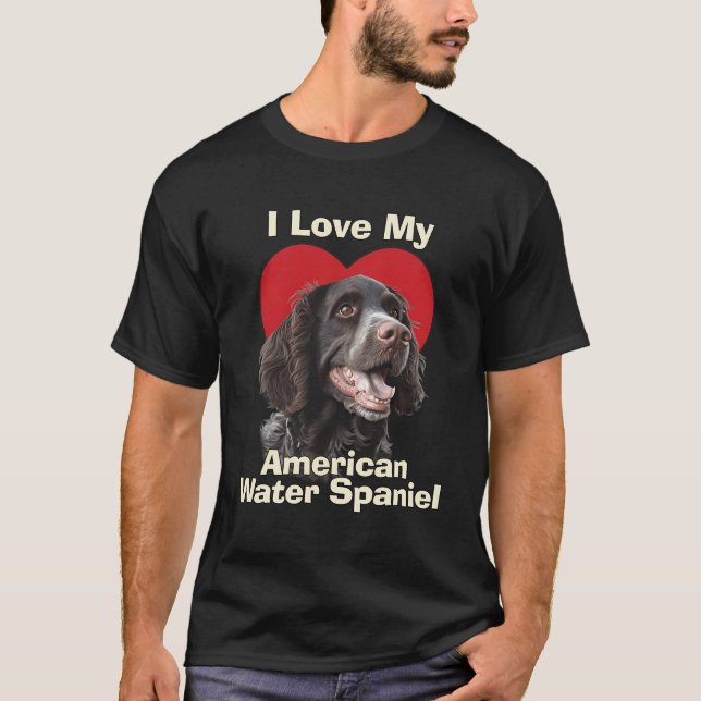 Camiseta Amo A Mi Perro Cachorro De Agua Americana (Anverso)