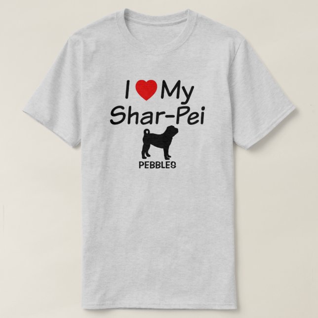 Camiseta Amo A Mi Perro Chino Shar Pei (Diseño del anverso)