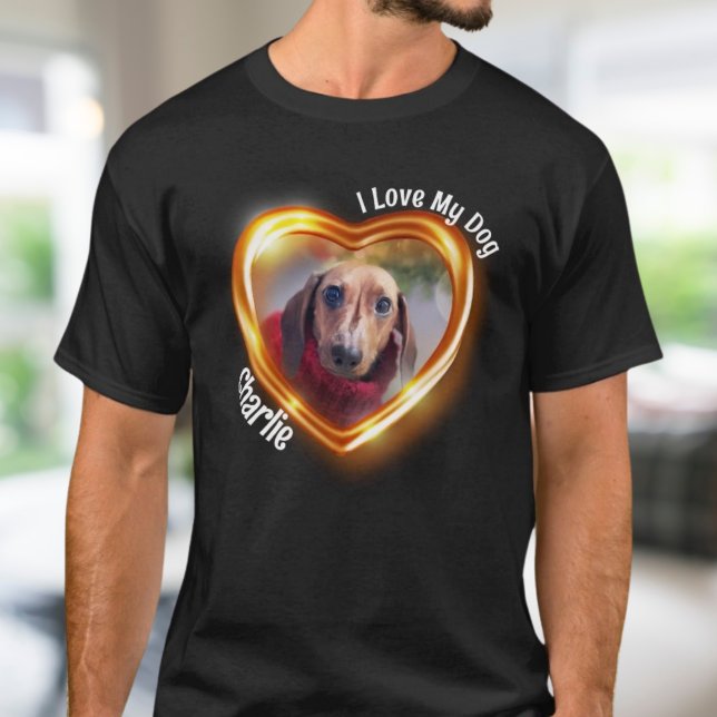 Camiseta Amo a mi perro corazón brillante (Subido por el creador)