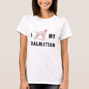 Camiseta Amo a mi perro dálmata manchado gráfico
