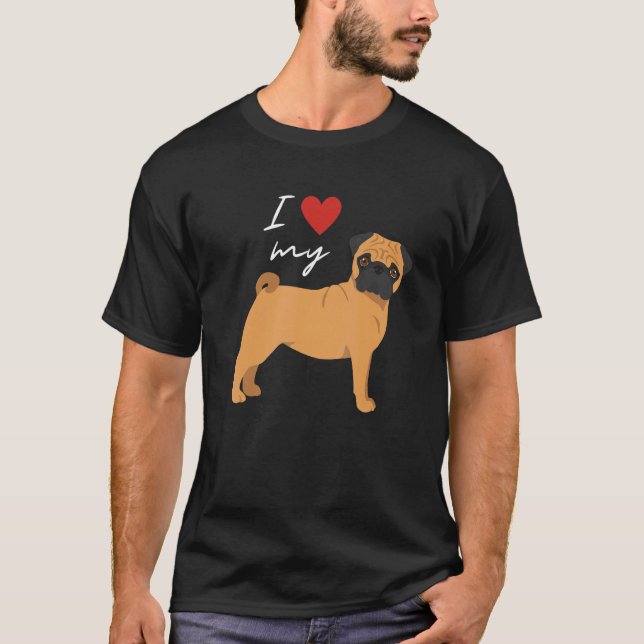 Camiseta Amo A Mi Perro De Pug Al Amanecer (Anverso)
