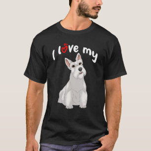 Camiseta Amo a mi perro de terror escocés blanco