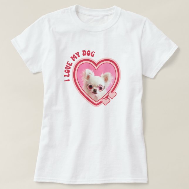 Camiseta Amo a mi perro Foto personalizada (Diseño del anverso)