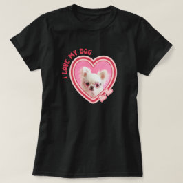 Camiseta Amo a mi perro Foto personalizada Negro