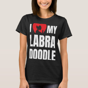 Camiseta Amo a mi perro labradoodle silueta en corazón