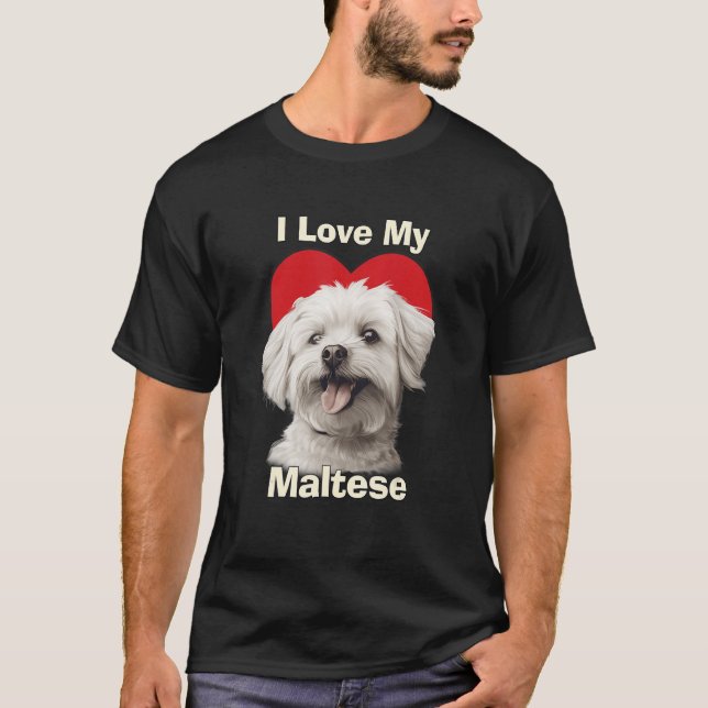 Camiseta Amo A Mi Perro Maltés Cachorro (Anverso)