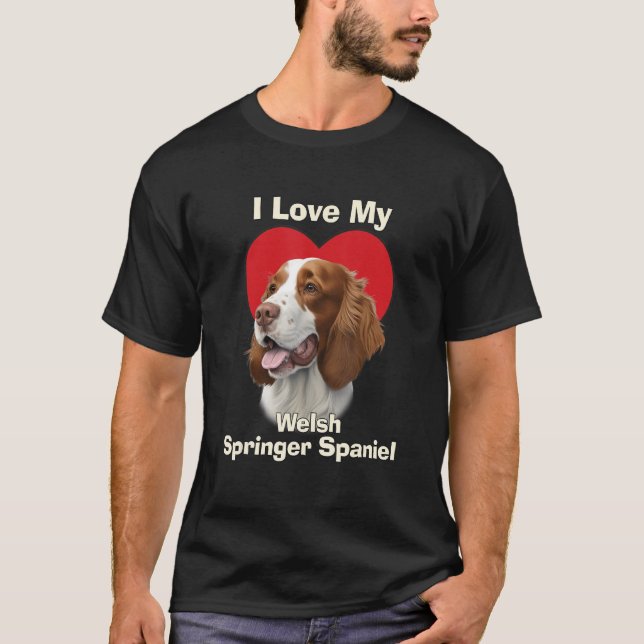 Camiseta Amo A Mi Perro Mariposo De Gales Springer Spaniel (Anverso)