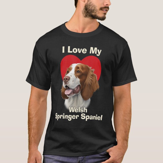 Camiseta Amo A Mi Perro Mariposo De Gales Springer Spaniel (Anverso)