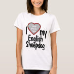 Camiseta Amo a mi perro pastor inglés - Foto de perro del c<br><div class="desc">Esta divertida camiseta te permitirá mostrar cuánto amas a tu Sheepdog inglés. La camiseta tiene un marco fotográfico en forma de corazón divertido donde puedes subir una foto de tu propio perro pastor inglés. Los amantes del perro se enamorarán de esta divertida camiseta de personalizable que te permite subir tu...</div>