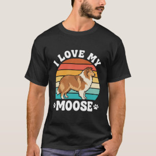 Camiseta Amo a mi perro retro collie alce
