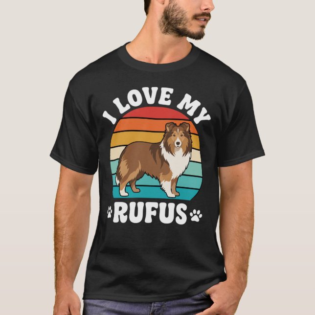 Camiseta Amo a mi perro Rufus Retro Collie (Anverso)