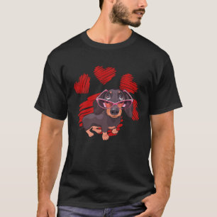 Camiseta Amo a mi perro salchicha dachshund pata con corazó