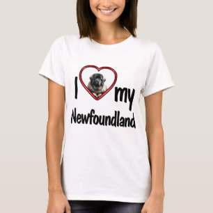 Camiseta Amo a mi perro Terranova Amante Corazón Rojo Foto 