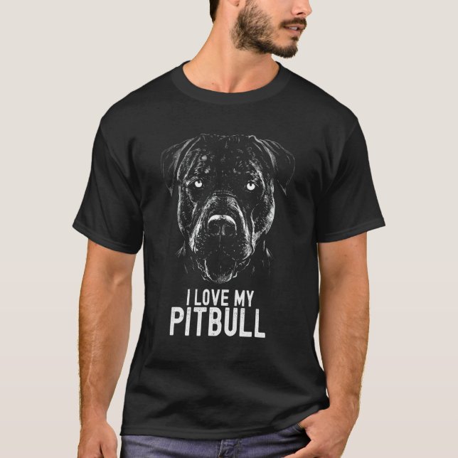 Camiseta Amo a mi Pitbull  Pitbull  Cara de Pitbull Pitbull (Anverso)