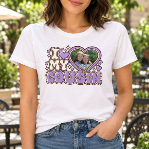 Camiseta Amo a mi primo personalizado corazón foto