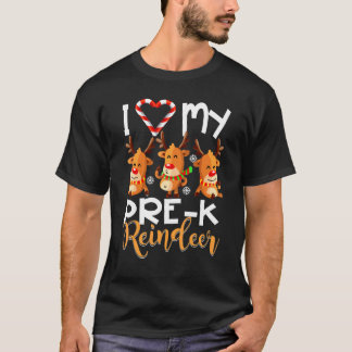 Camiseta Amo a mi profesor de renos pre k Christm