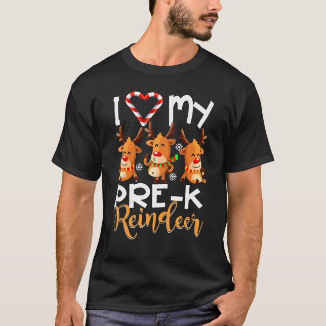 Camiseta Amo a mi profesor de renos pre k Christm (Anverso)